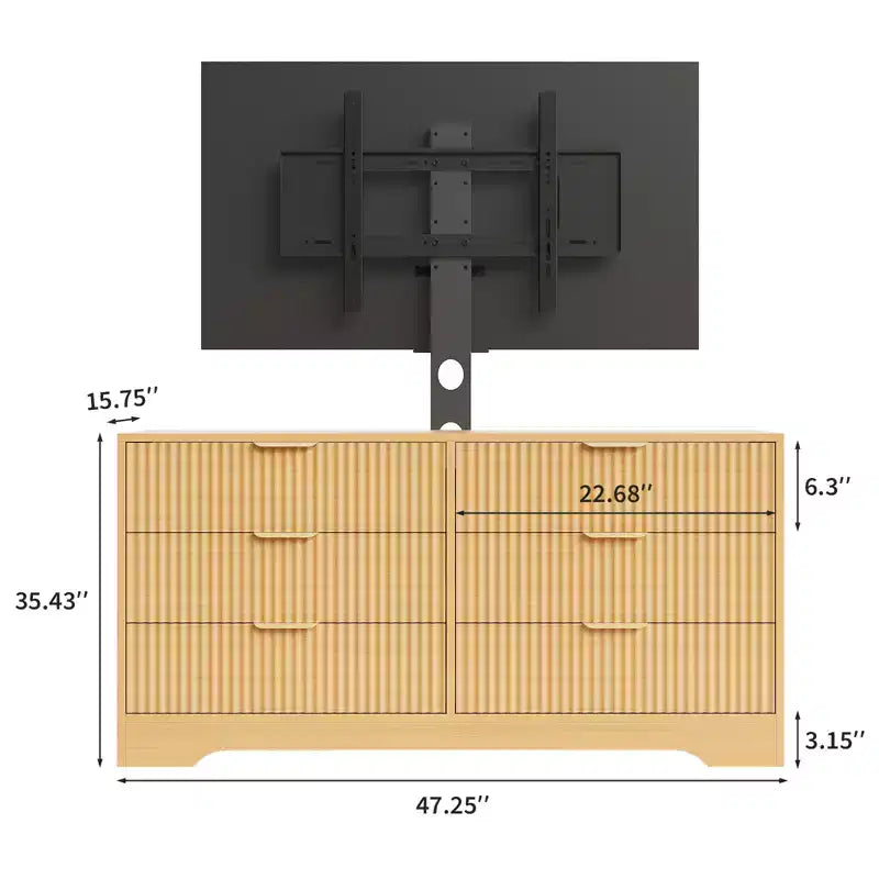 Mueble para TV con soporte – Negro / Blanco / Color madera, 6 cajones, para televisores de 32 a 85"