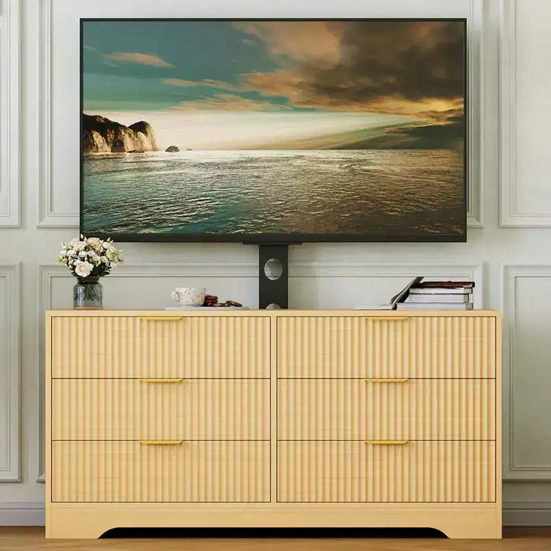 Mueble para TV con soporte – Negro / Blanco / Color madera, 6 cajones, para televisores de 32 a 85"
