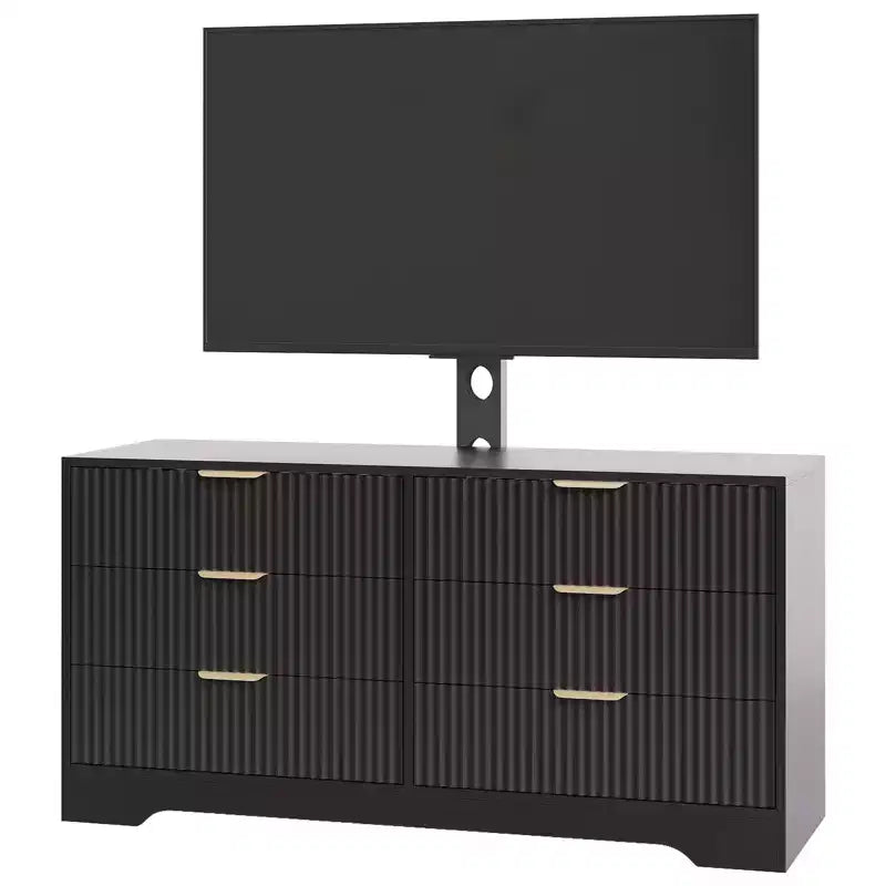 Mueble para TV con soporte – Negro / Blanco / Color madera, 6 cajones, para televisores de 32 a 85"
