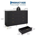 Modern 8-Drawer Fluted Dresser with Metal Handles - 55 Inch Wide TV Stand & Storage Chest, Wooden Media Console for Bedroom, Living Room, Hallway