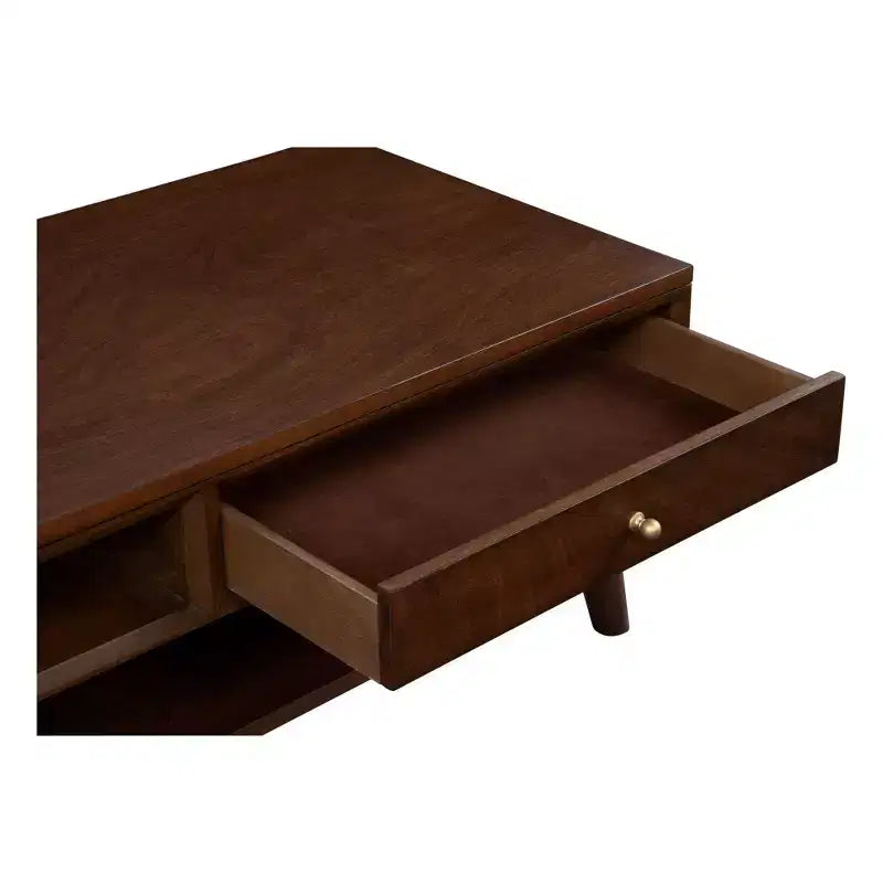 Mesa de centro rectangular de madera marrón, 4 patas, para 2 a 4 personas