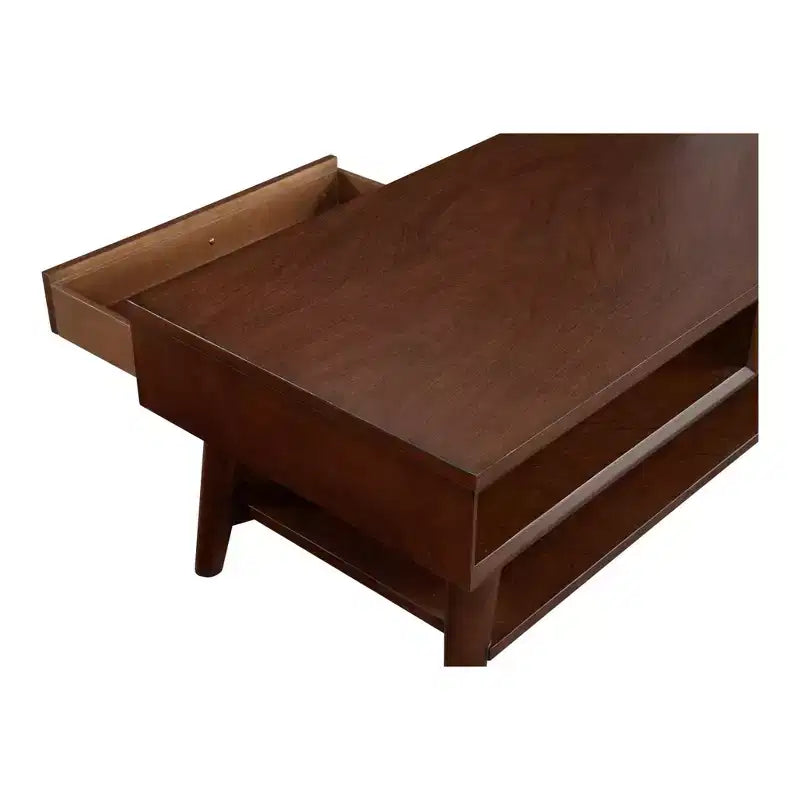 Mesa de centro rectangular de madera marrón, 4 patas, para 2 a 4 personas