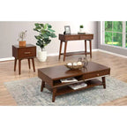 Mesa de centro rectangular de madera marrón, 4 patas, para 2 a 4 personas