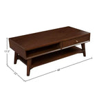 Mesa de centro rectangular de madera marrón, 4 patas, para 2 a 4 personas