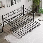 Base de cama de metal individual dorada/blanca/negra con cabecero, plataforma de listones de acero