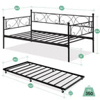 Base de cama de metal individual dorada/blanca/negra con cabecero, plataforma de listones de acero