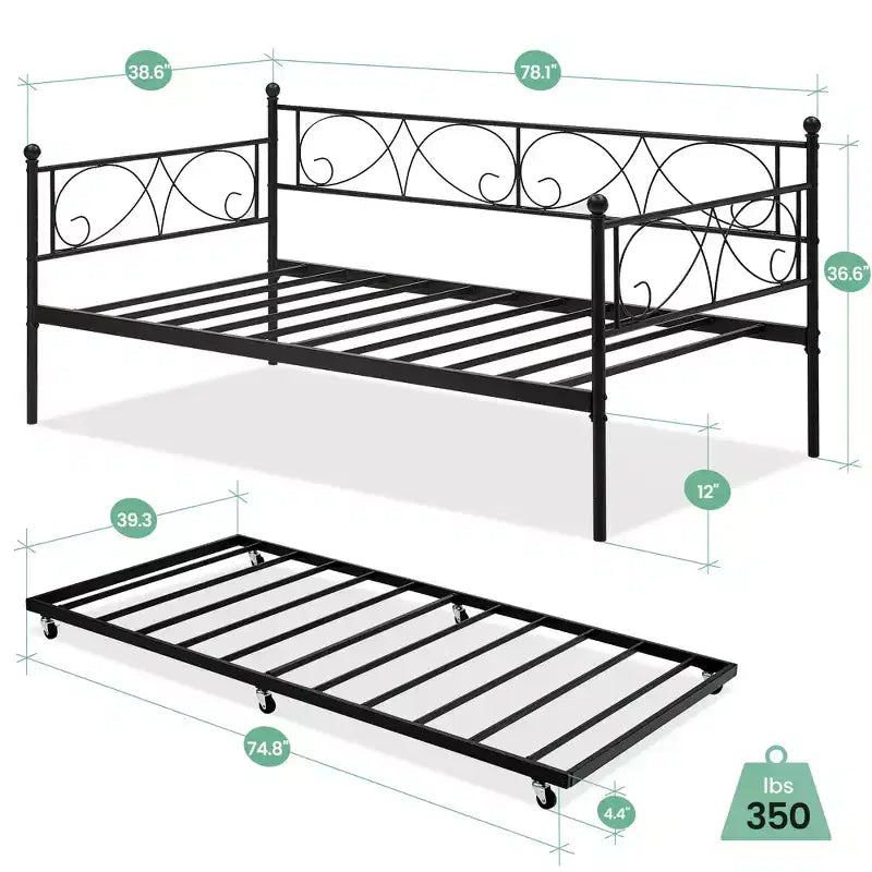 Base de cama de metal individual dorada/blanca/negra con cabecero, plataforma de listones de acero