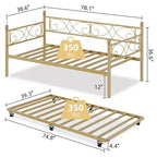 Base de cama de metal individual dorada/blanca/negra con cabecero, plataforma de listones de acero