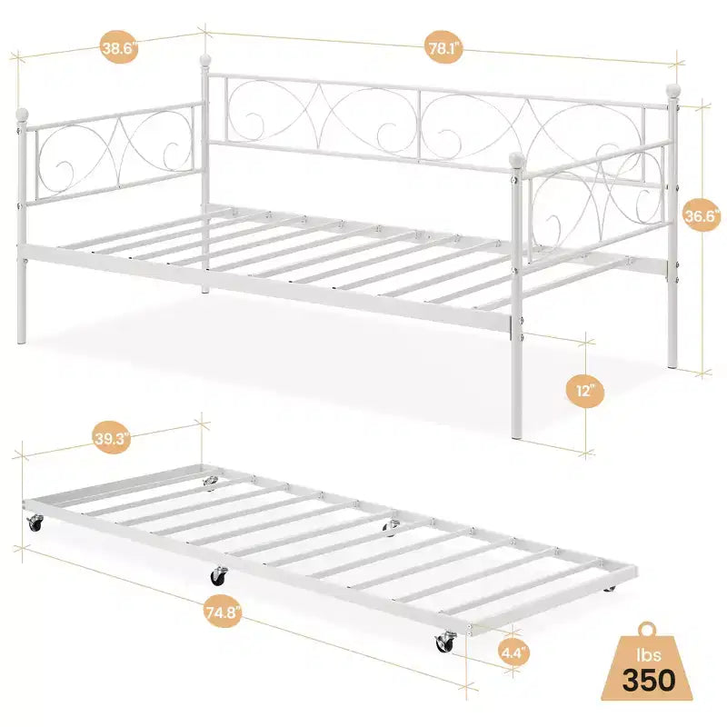 Base de cama de metal individual dorada/blanca/negra con cabecero, plataforma de listones de acero