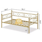 Base de cama de metal individual dorada/blanca/negra con cabecero, plataforma de listones de acero