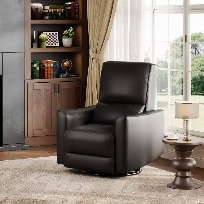 Sillón reclinable giratorio y balancín de piel sintética beige/negra/marrón/gris, 1 plaza