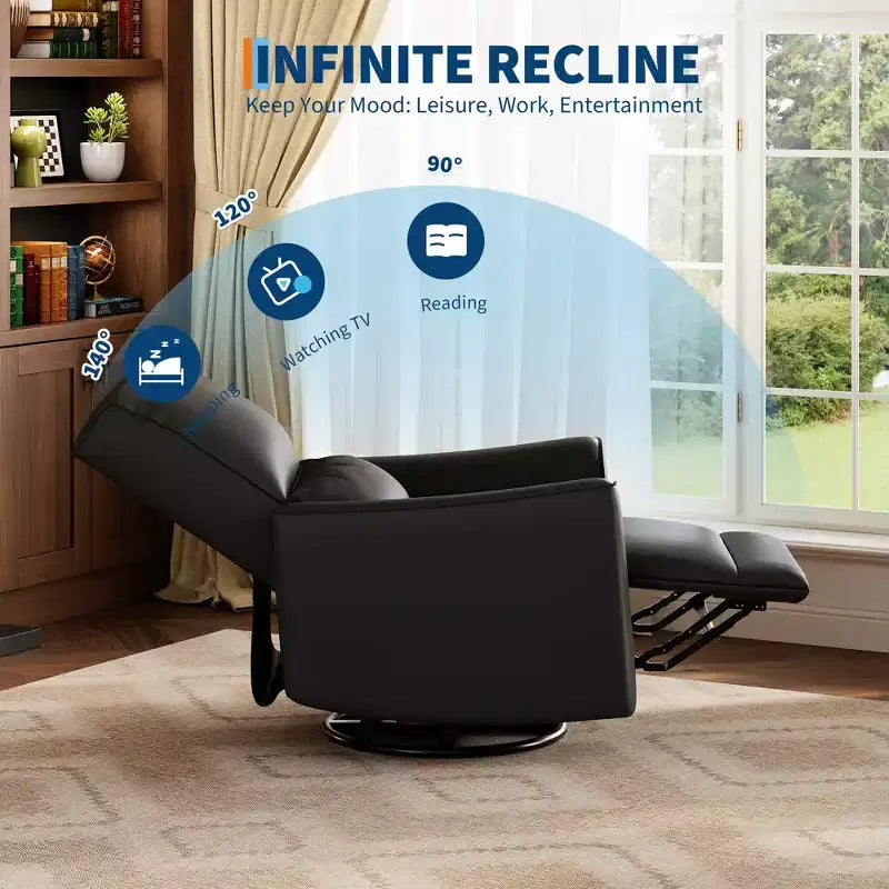 Sillón reclinable giratorio y balancín de piel sintética beige/negra/marrón/gris, 1 plaza