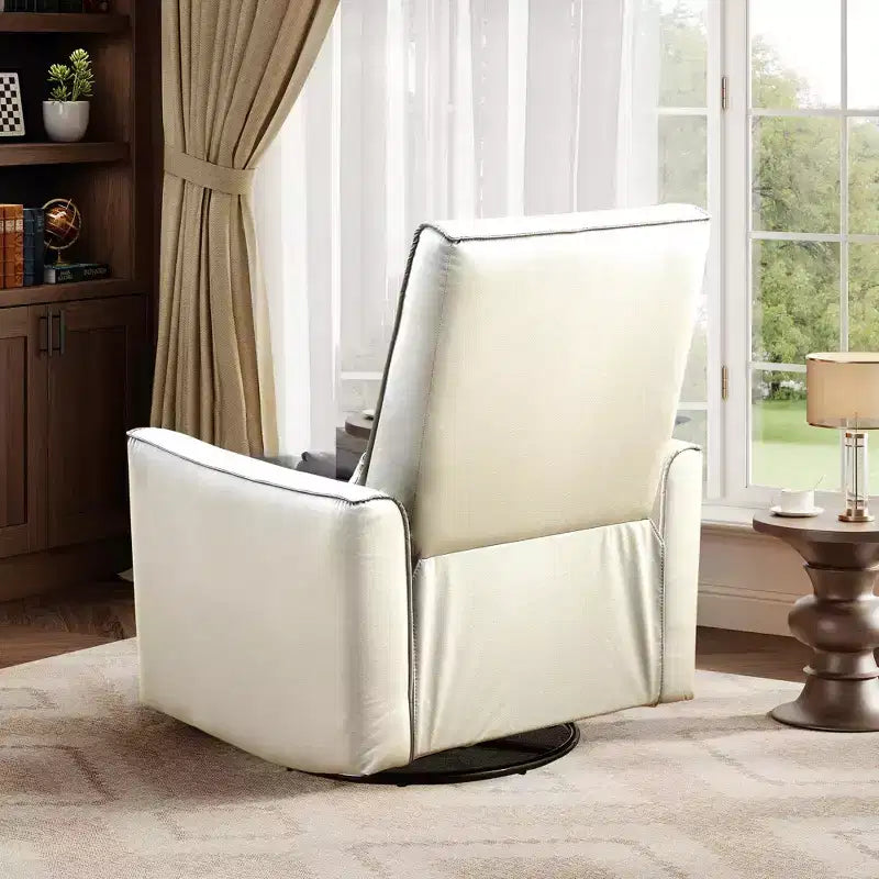 Sillón reclinable giratorio y balancín de piel sintética beige/negra/marrón/gris, 1 plaza