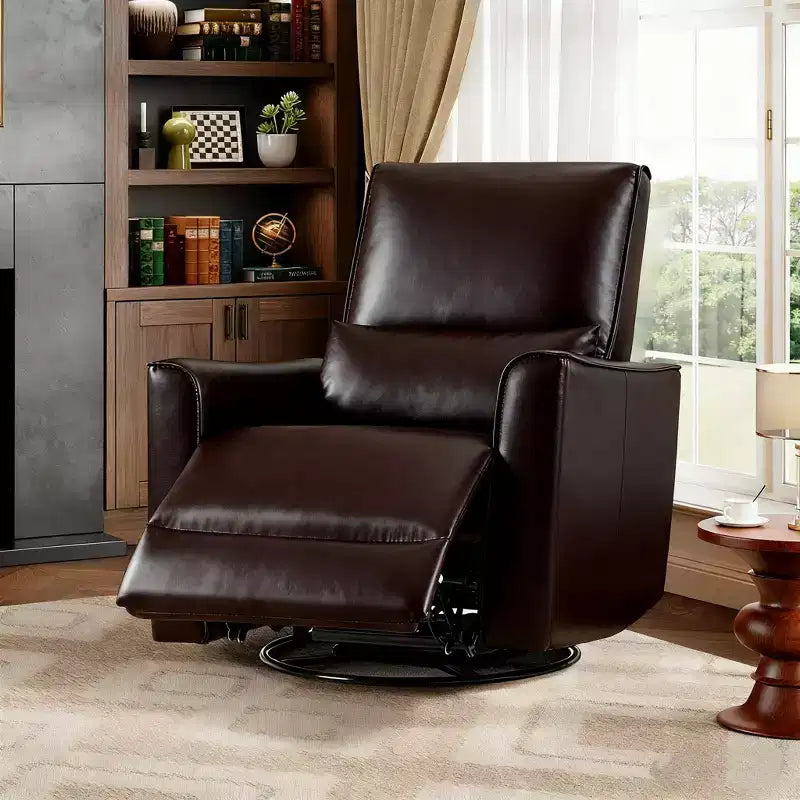 Sillón reclinable giratorio y balancín de piel sintética beige/negra/marrón/gris, 1 plaza