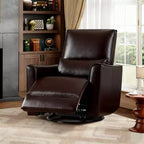 Sillón reclinable giratorio y balancín de piel sintética beige/negra/marrón/gris, 1 plaza