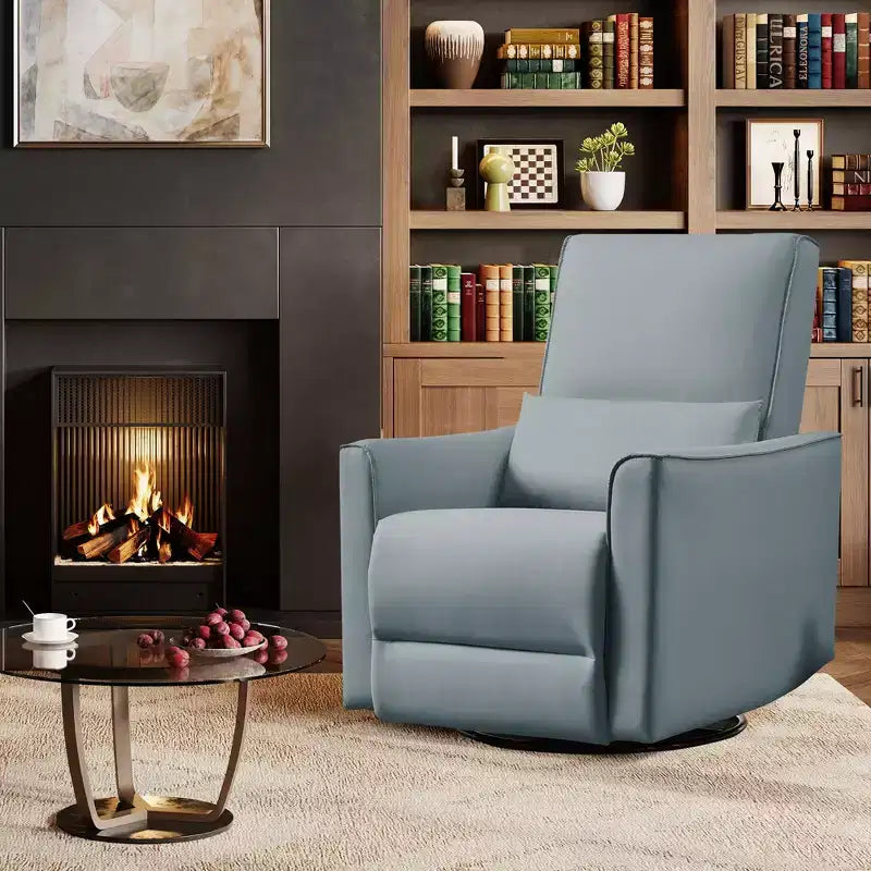 Sillón reclinable giratorio y balancín de piel sintética beige/negra/marrón/gris, 1 plaza