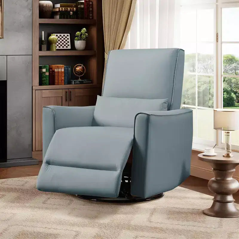 Sillón reclinable giratorio y balancín de piel sintética beige/negra/marrón/gris, 1 plaza