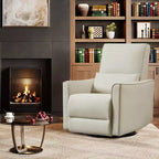 Sillón reclinable giratorio y balancín de piel sintética beige/negra/marrón/gris, 1 plaza