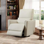 Sillón reclinable giratorio y balancín de piel sintética beige/negra/marrón/gris, 1 plaza