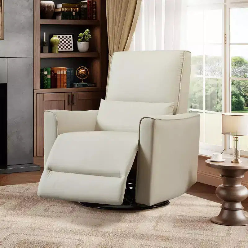 Sillón reclinable giratorio y balancín de piel sintética beige/negra/marrón/gris, 1 plaza