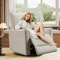 Swivel Rocking Nursery Recliner Chair Rocker Recliner Glider Deep Seat PU Leather Sofa Chair with high Backrest for Nursery, Living Room, Bedroom