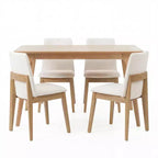 Juego de comedor rectangular de 5 piezas tapizado en gris para 4 personas