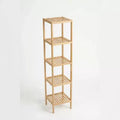 5-Tier Bamboo Shelf, Narrow Plant Stand with Slatted Shelves, Natural Wood for Bathroom, Kitchen, Living Room