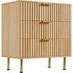 Modern 3 Drawer Dresser - Wide Wooden Bedroom Chest - Deep Spacious Drawers, Sturdy Storage Cabinet, Bedside Table, Side Table