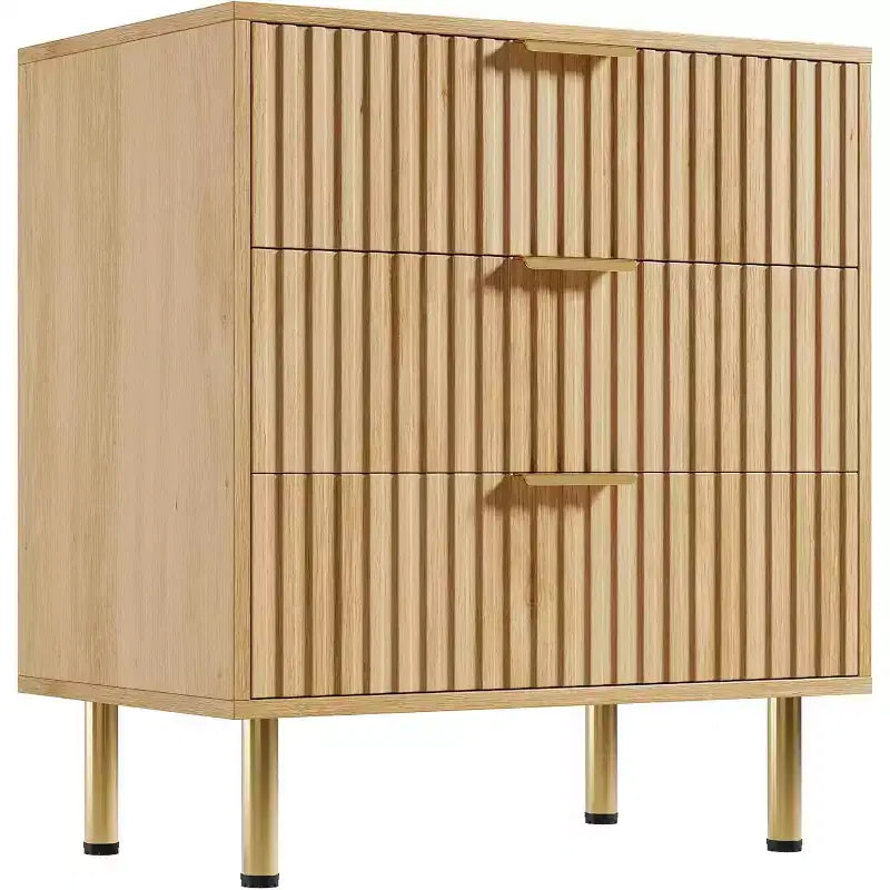 Modern 3 Drawer Dresser - Wide Wooden Bedroom Chest - Deep Spacious Drawers, Sturdy Storage Cabinet, Bedside Table, Side Table