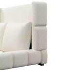 Cama plataforma tapizada con 2 almohadas, blanco / negro, Queen / King
