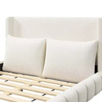 Cama plataforma tapizada con 2 almohadas, blanco / negro, Queen / King