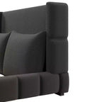 Cama plataforma tapizada con 2 almohadas, blanco / negro, Queen / King