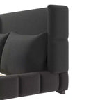Cama plataforma tapizada con 2 almohadas, blanco / negro, Queen / King