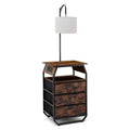 VEVOR Floor Lamp with Table, 2-Tier End Table with 3 Drawers and 3 Color Temperature Lighting,Modern Side Nightstand Bedside Desk with USB,Brown&Black