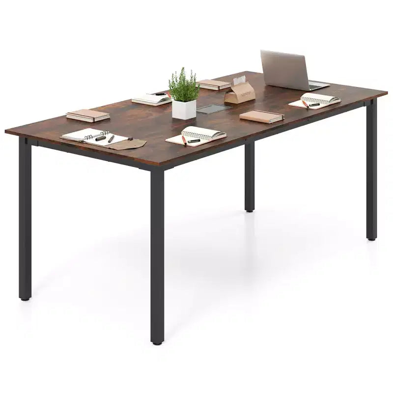 Costway 71 x 35.5 Large Office Table w/ Cable Grommet Sturdy Metal Legs for Boardroom