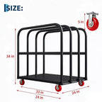 Carro de panel plano de servicio pesado 2 en 1 negro/azul/rojo, 2000 lb, 5 ruedas giratorias, 1-2 personas