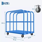 Carro de panel plano de servicio pesado 2 en 1 negro/azul/rojo, 2000 lb, 5 ruedas giratorias, 1-2 personas