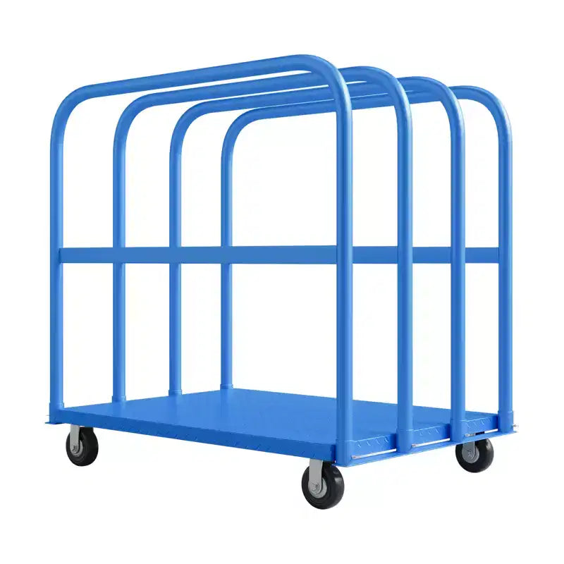 Carro de panel plano de servicio pesado 2 en 1 negro/azul/rojo, 2000 lb, 5 ruedas giratorias, 1-2 personas