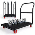 Garvee 2-In-1 Heavy Duty Panel Truck Cart, 2000 Lbs Capacity Flatbed Cart with 5 Swivel Casters and 2 Side Handrails