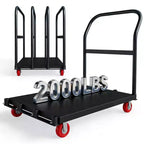 Garvee 2-In-1 Heavy Duty Panel Truck Cart, 2000 Lbs Capacity Flatbed Cart with 5 Swivel Casters and 2 Side Handrails