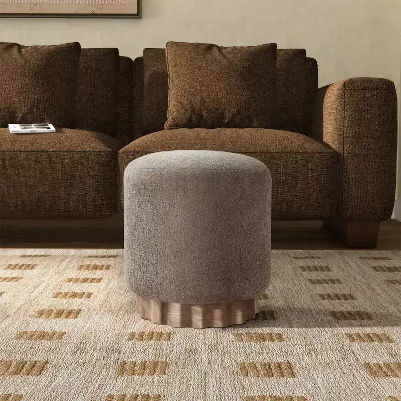 Puf redondo de Boucle – Marrón claro / Topo, Asiento individual