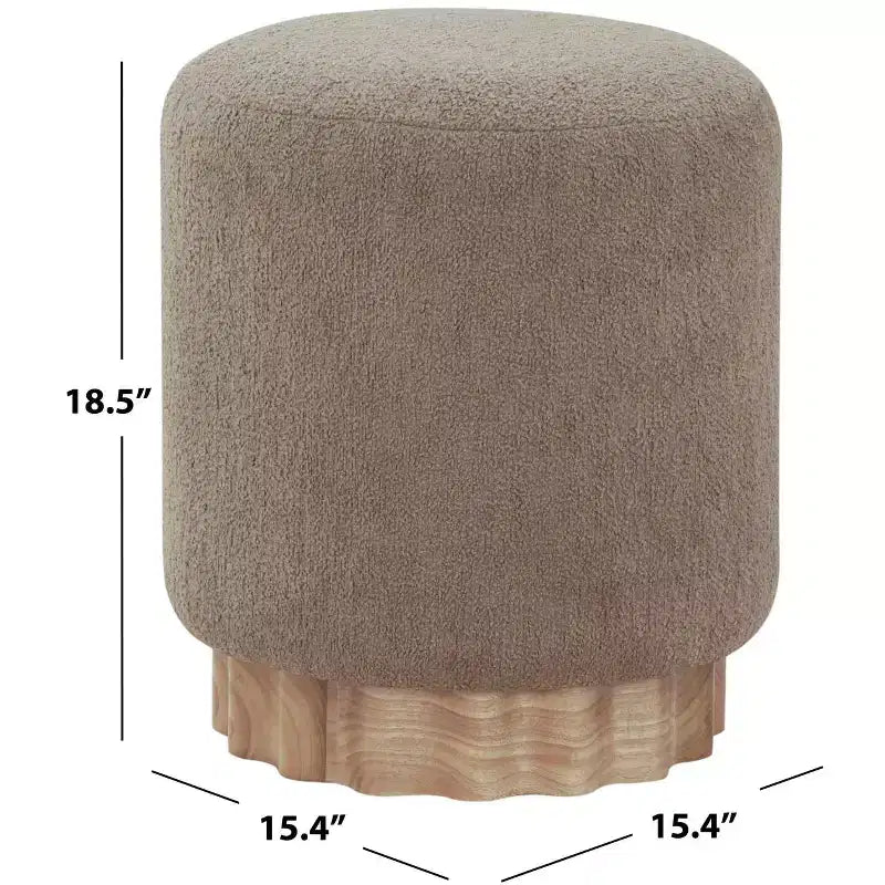 Puf redondo de Boucle – Marrón claro / Topo, Asiento individual