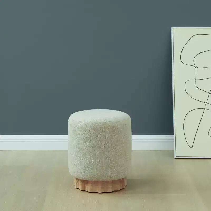 Puf redondo de Boucle – Marrón claro / Topo, Asiento individual