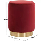 Puf redondo de terciopelo con base de latón, asiento individual — Varios colores
