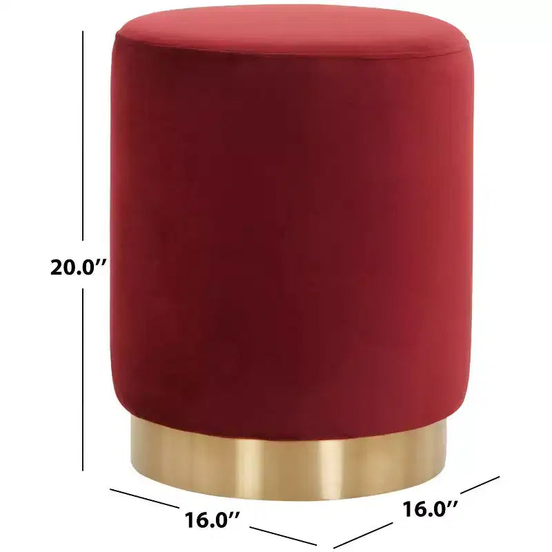 Puf redondo de terciopelo con base de latón, asiento individual — Varios colores