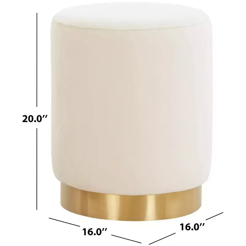 Puf redondo de terciopelo con base de latón, asiento individual — Varios colores