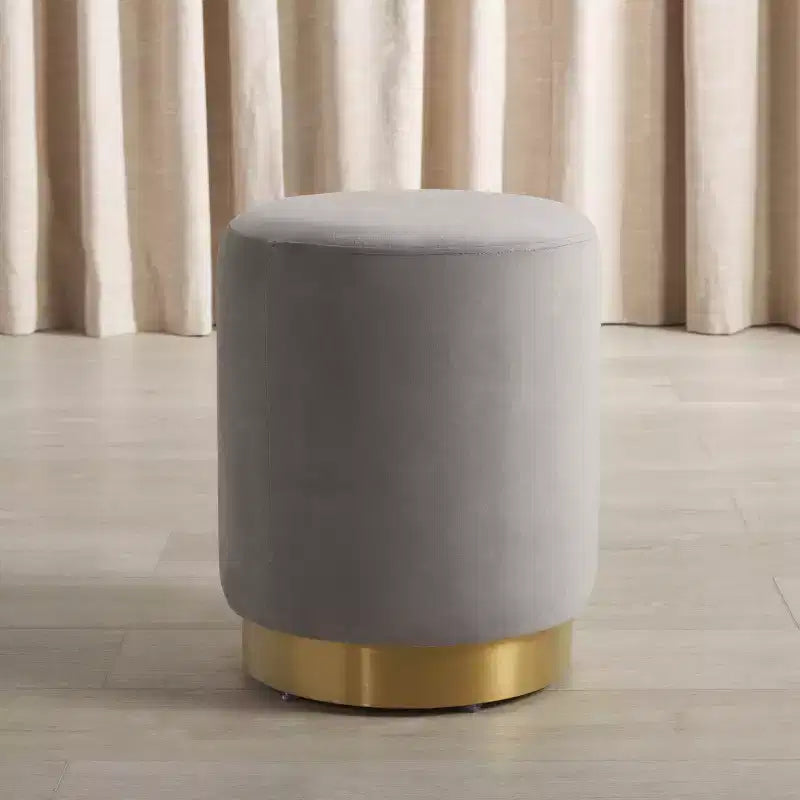 Puf redondo de terciopelo con base de latón, asiento individual — Varios colores