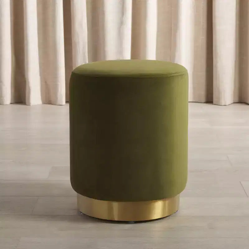 Puf redondo de terciopelo con base de latón, asiento individual — Varios colores