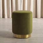Puf redondo de terciopelo con base de latón, asiento individual — Varios colores