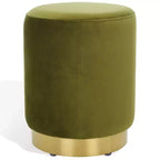 Puf redondo de terciopelo con base de latón, asiento individual — Varios colores